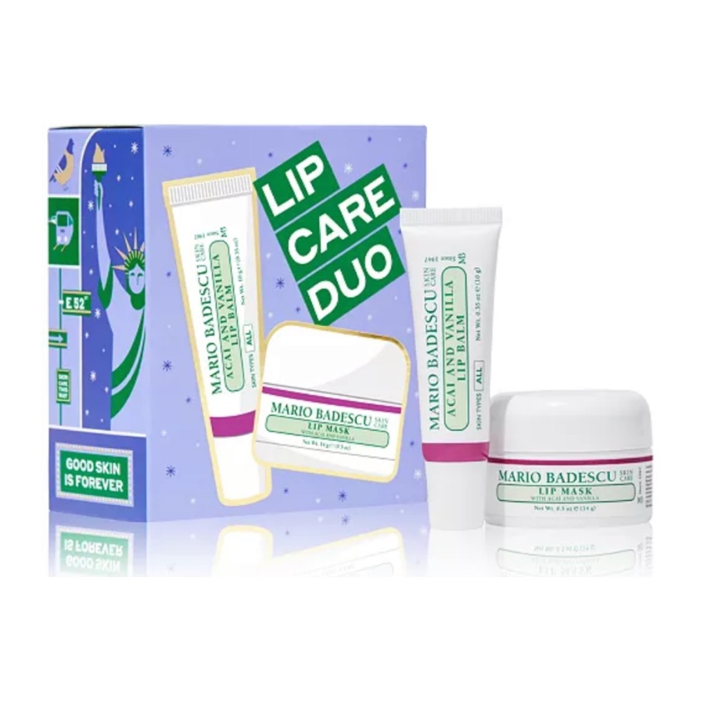 MARIO BADESCU Lip Care Duo with Acai & Vanilla Lip Gloss & Mask - .35 oz ea. NIB